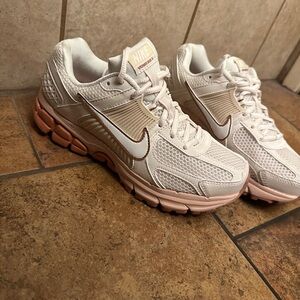 Nike White and Pink Sneakers with Classic Swoosh